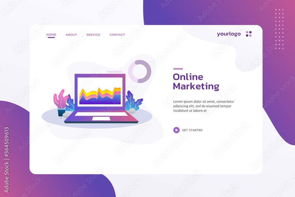 Fototapete online marketing website template design. modern vector illustration concept of web page design for 
