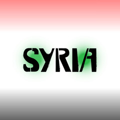 Syria stencil graffiti lettering on background with flag. Design templates for greeting cards, overlays, posters