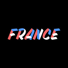 France sign brush paint lettering on black background. Design templates for greeting cards, overlays, posters