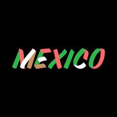 Mexico sign brush paint lettering on black background. Design templates for greeting cards, overlays, posters