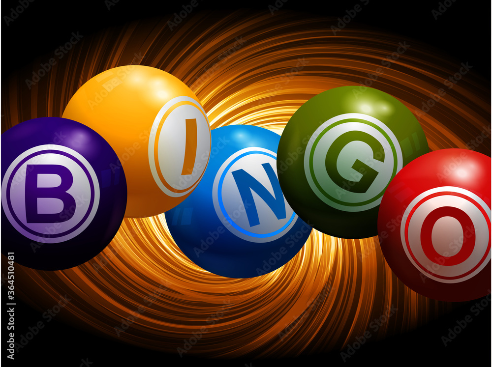 Wall mural bingo balls over golden and black background