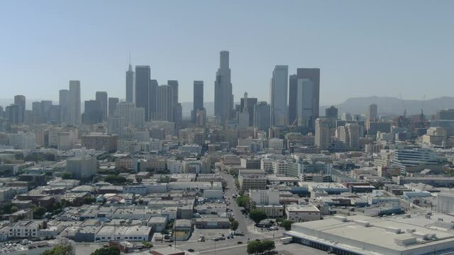 Los Angeles Downtown Financial District and Historic Core Aerial L California USA
