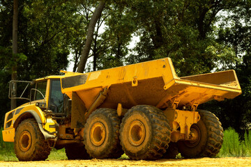 Obraz premium industrial dump truck at construction site in Conroe, TX