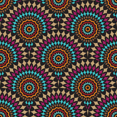 Seamless Vector African Circles Design Pattern for Fabric and Textile Print