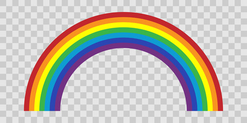 Rainbow arc shape, half circle, bright spectrum colors. Vector illustration