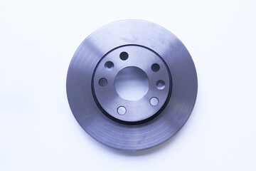One car brake disc isolated on white background, aão Paulo, Brazil