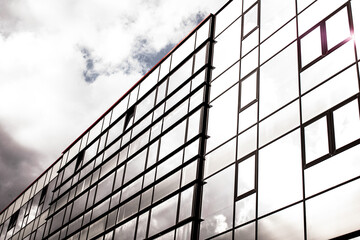 Glass wall of the building in the old town Riga, Latvia