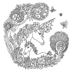 Coloring unicorn vector 1 © alinart