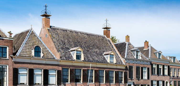 facade of old houses in Ameide, The Netherlands