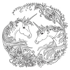 Coloring unicorn vector 10 © alinart