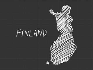 Finland map freehand sketch on black background.
