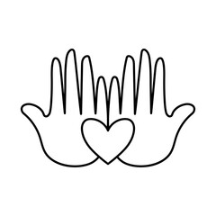 Hand with heart line style icon vector design