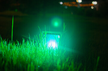 green light trails in the park