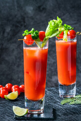 Bloody Mary cocktail with vodka and tomato juice