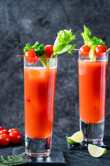 Bloody Mary cocktail with vodka and tomato juice