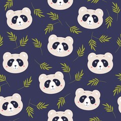 Seamless vector pattern with cute cartoon panda. Illustration for fashion fabrics, textile graphics, prints.