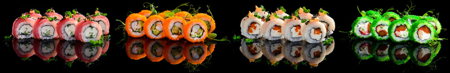 Collection of sushi rolls isolated
