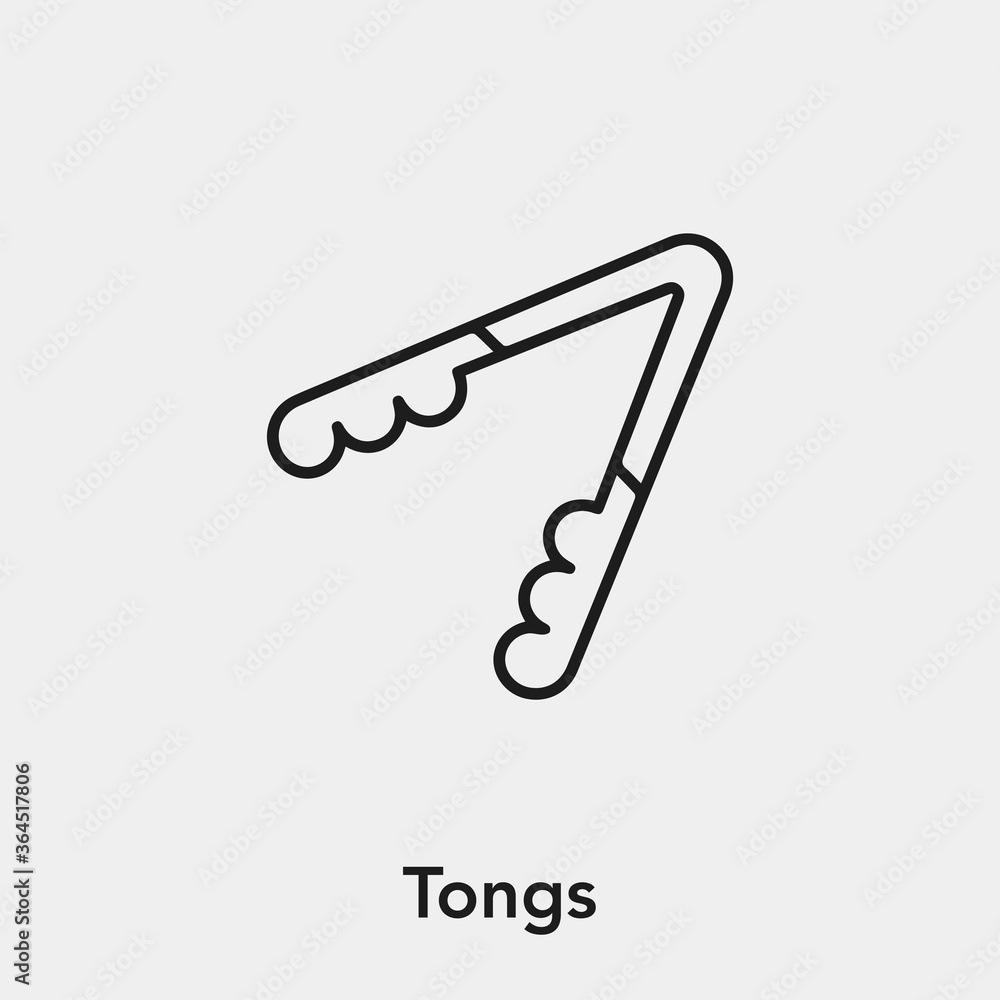 Poster tongs icon vector. linear style sign for mobile concept and web design. tongs symbol illustration. p