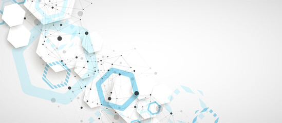 Abstract blue hexagon futuristic background for design works. Science and technology.