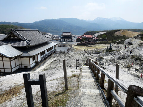 The Osorezan Bodaiji Temple (Mount Osore, 恐山菩提寺) in Aomori, JAPAN