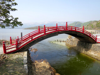 The Sanzu Bridge (恐山三途川太鼓橋) in Osorezan, Aomori, JAPAN