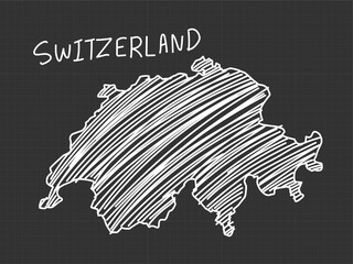 Switzerland map freehand sketch on black background.
