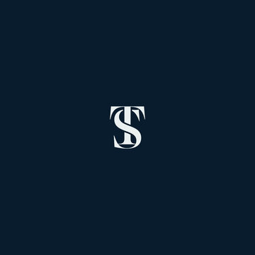 Vintage letter TS or ST logo design in serif font