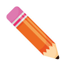 pencil orange color school supply isolated icon