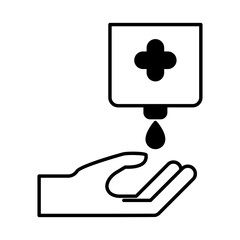 hand with soap dispenser lineal style icon vector design