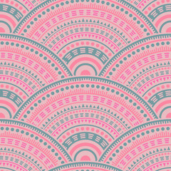 Ethnic circle shapes seamless geometric pattern.