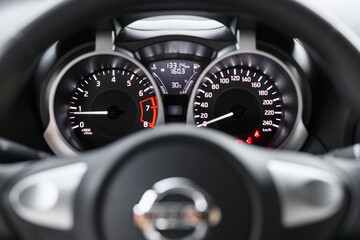 Close up of car dashboard