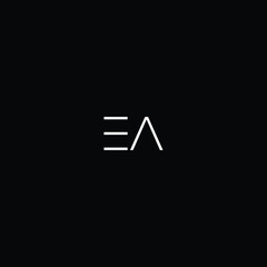 Letter EA initial based logo icon in minimalistic futuristic font - obrazy, fototapety, plakaty