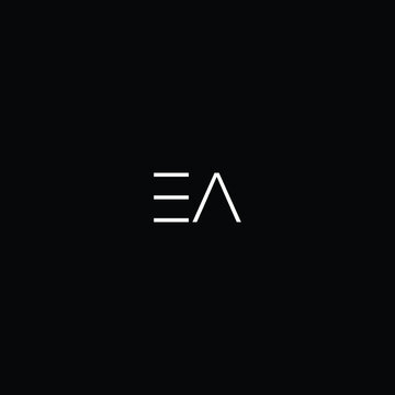 Letter EA initial based logo icon in minimalistic futuristic font