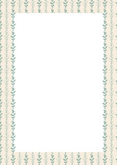 Invitation, card with a minimalistic design. Beige background with green pattern