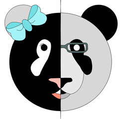 logo Panda bow glasses black color