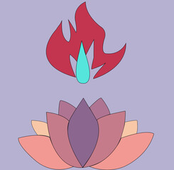 Lotus fire with a drop of water
