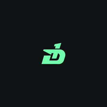 D1 or 1D initial based logo design icon for sports brand