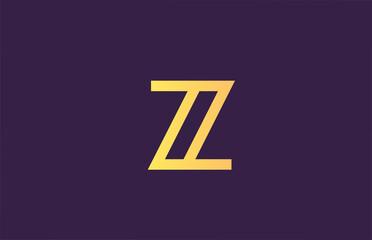 Z purple yellow alphabet letter logo icon for company. Simple line design for business