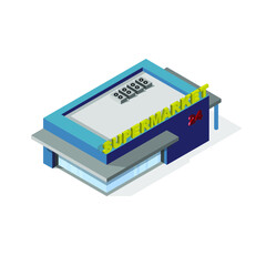 Isometric blue building, store supermarket.eps