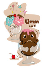 ice cream cry, sad, vector, illustrator, lonely, cartoon