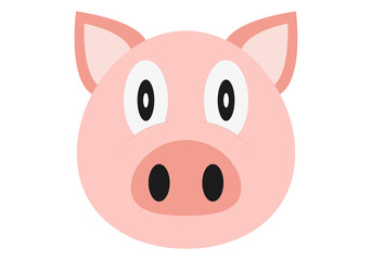 Dibujo de cara de cerdo en fondo blanco.