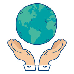 hands lifting world planet earth