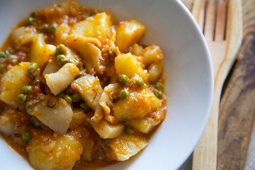 Cuttlefish stew with potatoes, spanish recipe