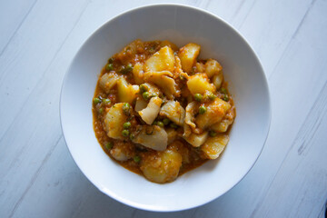 Cuttlefish stew with potatoes, spanish recipe