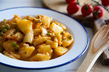 Cuttlefish stew with potatoes, spanish recipe
