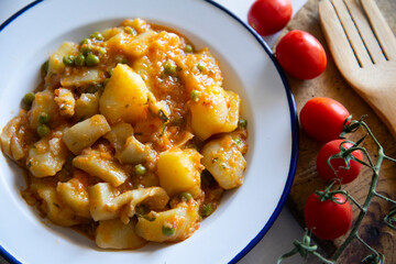 Cuttlefish stew with potatoes, spanish recipe