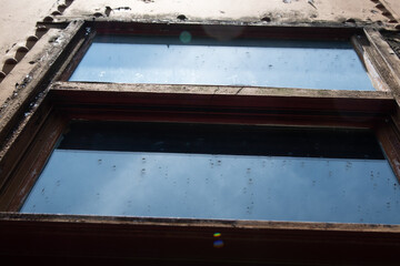 old abandoned train window