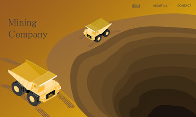 Mining company, isometric geology, dump machine