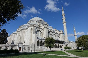 Fototapeta premium TURKEY SULEIMAN MOSQUE FRONTAL VIEW. INSTANBUL