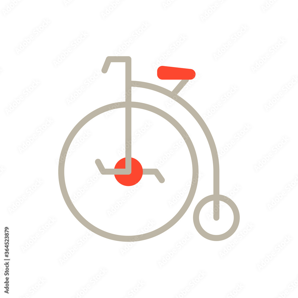 Poster penny farthing, transport icon. simple color vector elements of hipster style icons for ui and ux, w